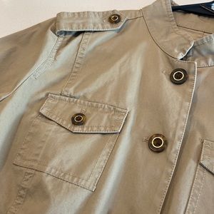 Cropped Khaki Jacket with Cadet Collar